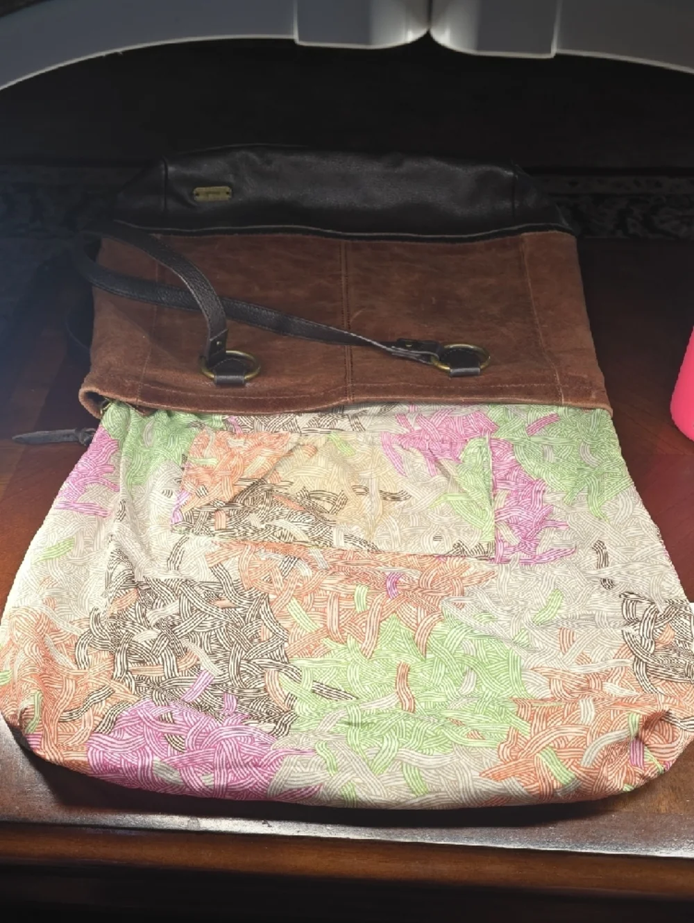 The Sak Two-Tone Brown Leather Tote with Dark Trim - Picture 10 of 11